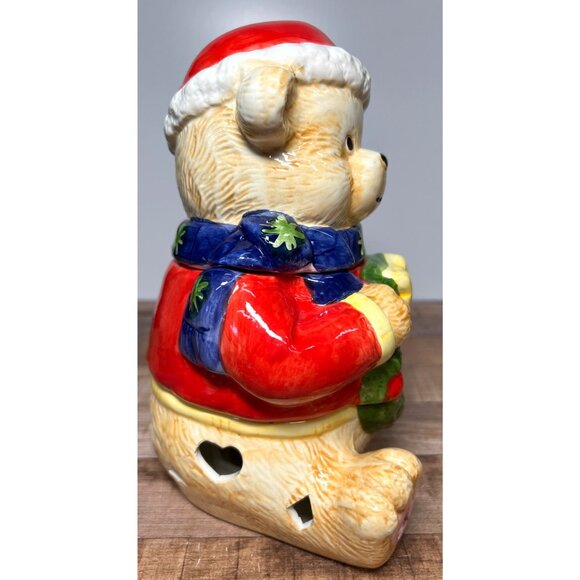 Vintage Gibson Christmas Bear Ceramic Cookie Jar & Candle Holder - Picture 2 of 7